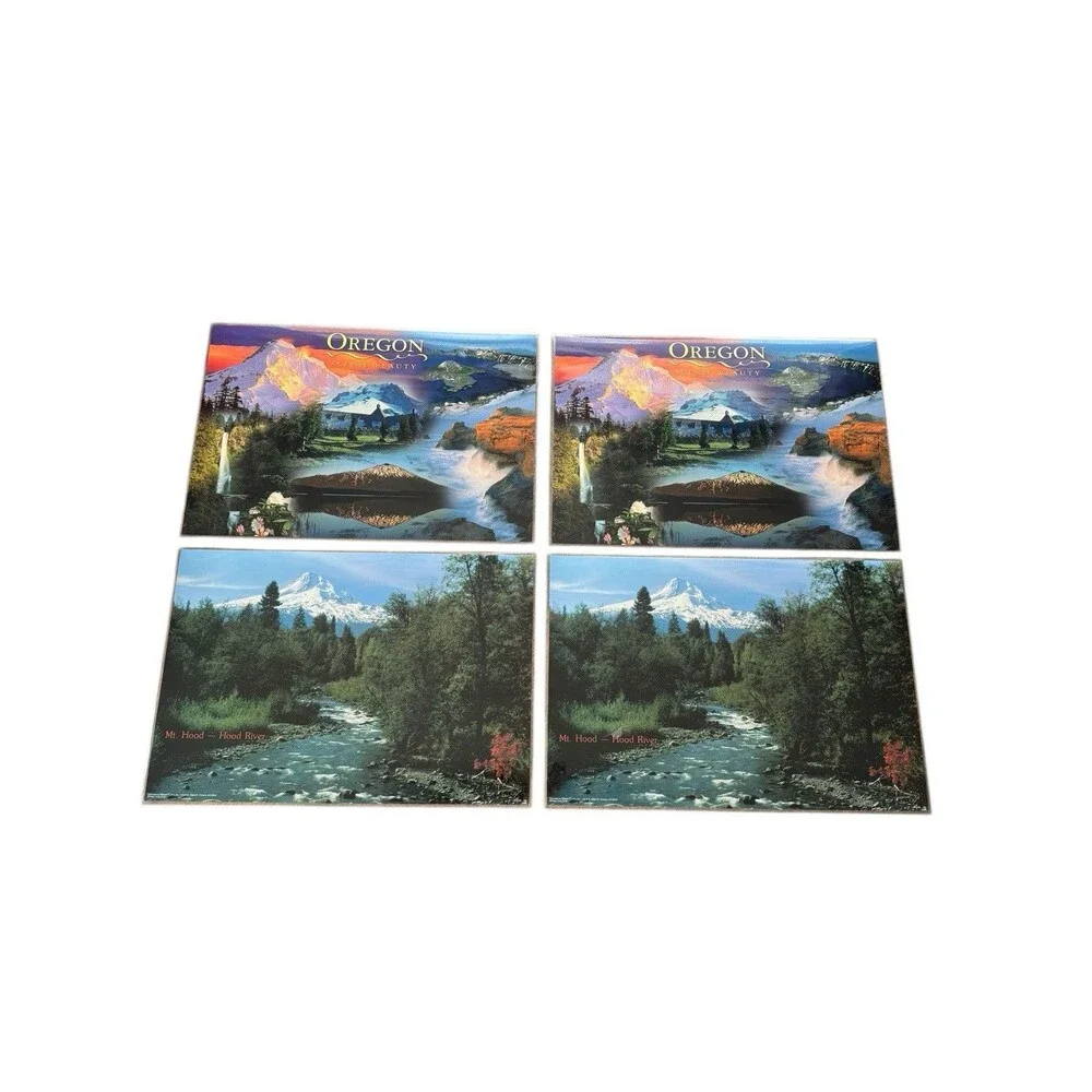 Vintage Laminated 4 Placemats Oregon Scenic Beauty Mt Hood Hood River Landmarks